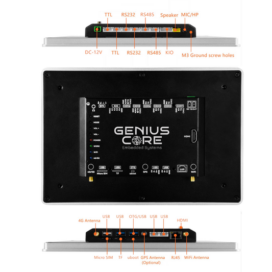 10.1" inch A133P All in One HMI Android Panel PC, ControlHUB Series, IPS LCD, AL Frame