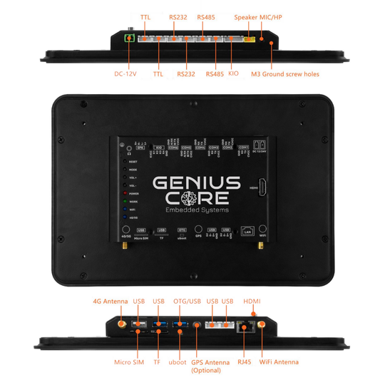 10.1" inch A133P All in One HMI Android Panel PC, ControlHUB Series, IPS LCD, ABS Frame