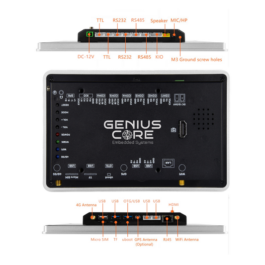 7" inch RK3288 All in One HMI Android Panel PC, ControlHUB Series, IPS LCD, AL Frame