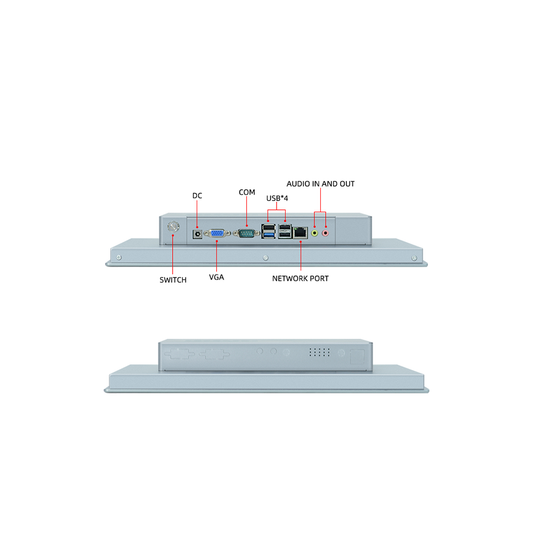 15" inch Industrial Flat Panel PC Windows J1900 4GB DDR3 64GB All In One PC with Capacitive Touch – Mount Type Z - Side