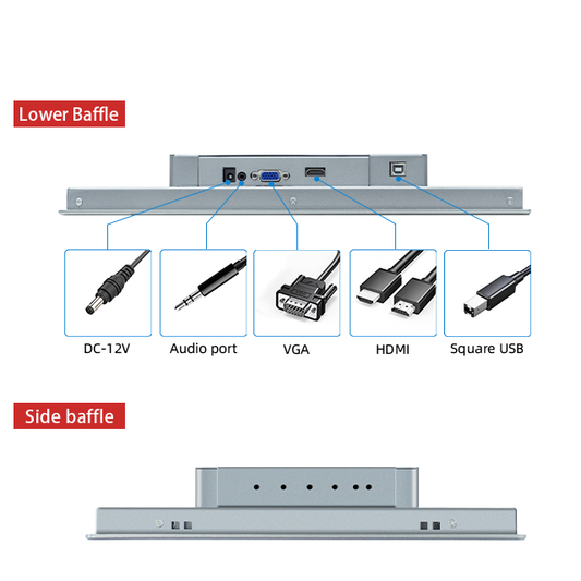 19" inch Industrial Display with Capacitive Touch - Mount Type Z - Side
