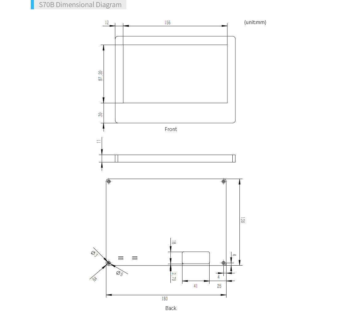 S70B 7 inch resistive touch screen LCD 800x480