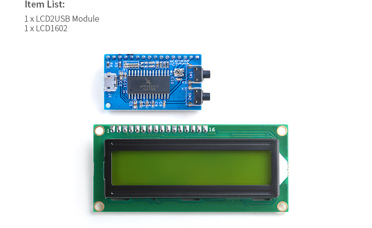 USB port 1602 LCD Module for Pi (LCD2USB)