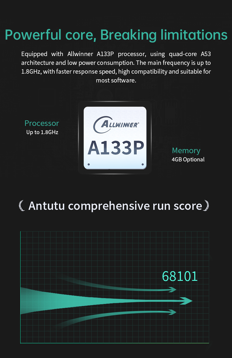LIONTRON IXHUB - 7 inch Allwinner A133P CPU 1GB RAM + 8GB eMMC - Cap. Touch -  Intelligent Centrall Screen