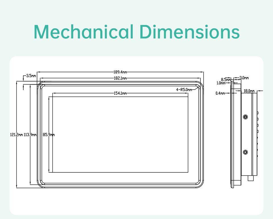 FlexCOM Control Hub Aluminum 7" inch IPS All in One HMI Android Panel PC RK3568 2GB RAM 16GB ROM CANBUS RS485 Supported