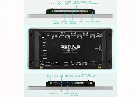 ControlHUB IPS Aluminum 10,1" inch IPS All in One HMI Android Panel PC RK3568 2G RAM 16G ROM GPIO 6COM TTL RS232 RS485 Optional CAN