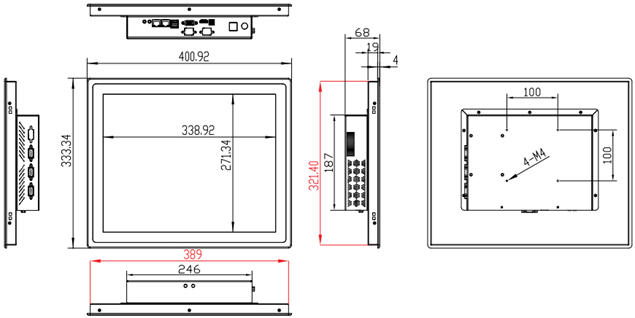 17" inch Industrial Flat Panel PC Windows i3 8GB DDR4 128GB All In One PC with Capacitive Touch – Mount Type C - 2