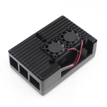 Raspberry Pi Black Metal Case With Cooling Fan and GPIO Connecting Hole for 4B