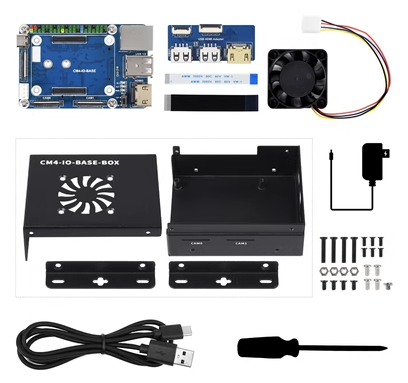 Raspberry Pi CM 4 Core IO Expansiyoon Board  With Display Board + Cooling Fan + Cable/Power Adaptor + Metal Case