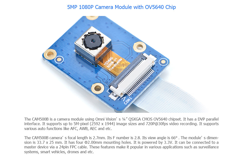 CAM500B - 5MP 1080p Camera Module with OV5640 Chip