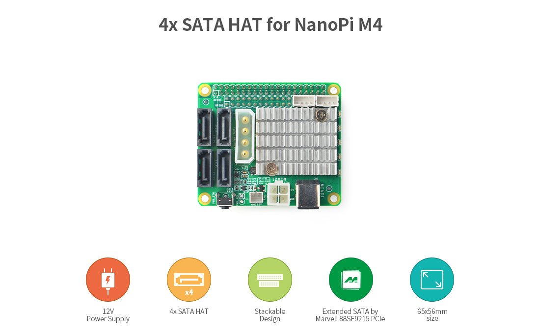 4x SATA HAT for NanoPi M4