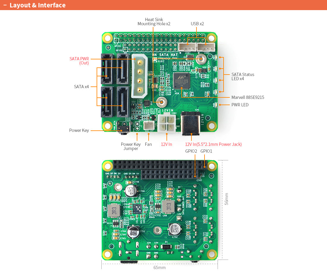 4x SATA HAT for NanoPi M4