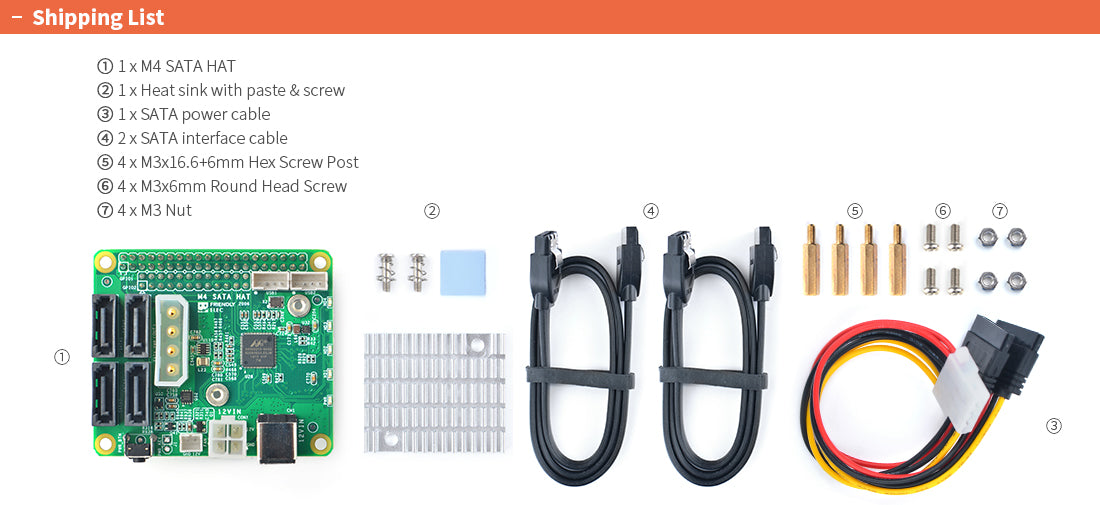 4x SATA HAT for NanoPi M4