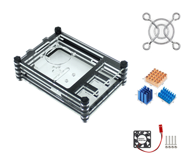 Raspberry 4B Acrylic Cluster Case With Cooling Fan + Heat Sink