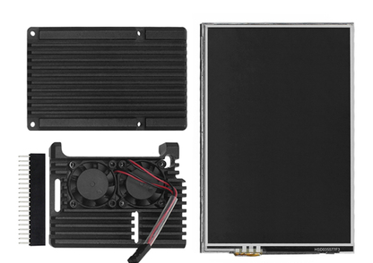 Raspberry Pi 3.5-inch Touch Display with Aluminum Heatsink Case and Dual Cooling Fan For 3B/4B