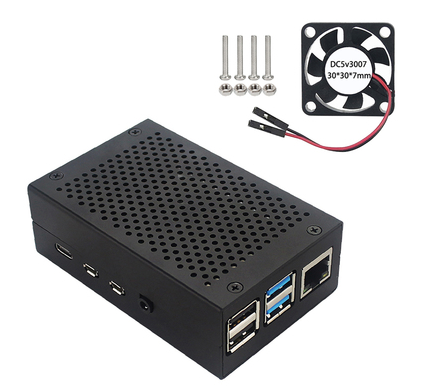 Raspberry Pi Metal Case With Black Color + Fan For 3B/4B