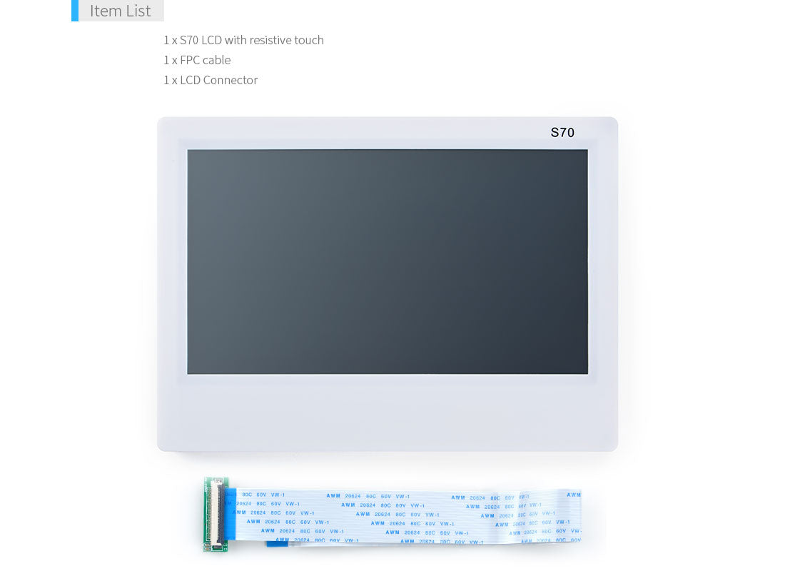 S70B 7 inch resistive touch screen LCD 800x480