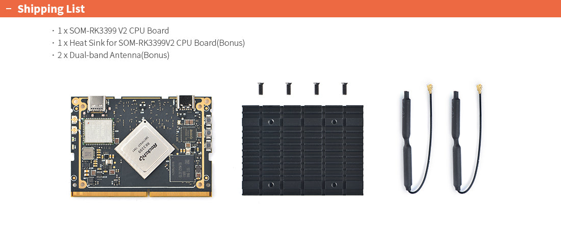 SOM-RK3399V2 CPU BOARD - 4GB LPDDR4 RAM