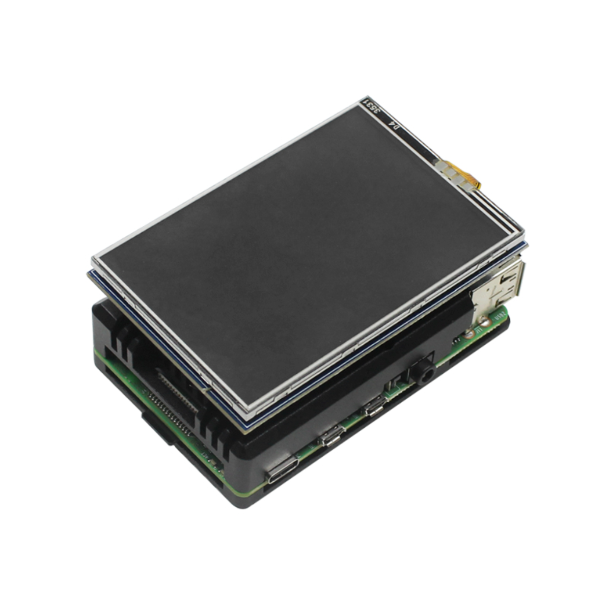 Raspberry Pi 3.5-inch Touch Display with Aluminum Heatsink Case and Dual Cooling Fan For 3B/4B