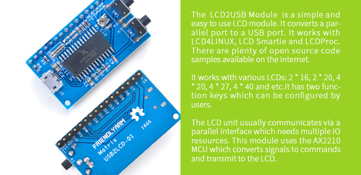 USB port 1602 LCD Module for Pi (LCD2USB)